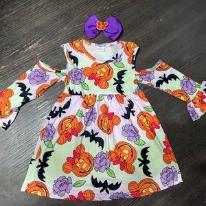 Minnie Pumpkin Fall Halloween Dress and Bow